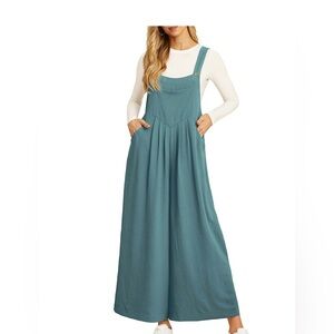 Women’s Teal Wide Leg 🍒 Overall Jumpsuit